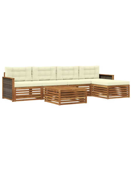 Set di divani da esterno con cuscino 6 pcs Naturale e Crema