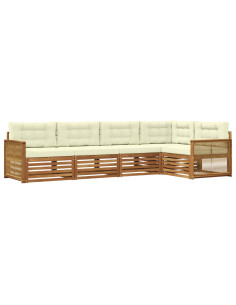 Set di divani da esterno con cuscino 5 pcs Naturale e Crema
