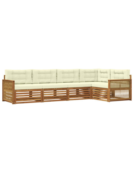 Set di divani da esterno con cuscino 5 pcs Naturale e Crema