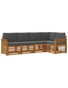 Set divano sezionale con cuscino 4 pcs Naturale e Antracite