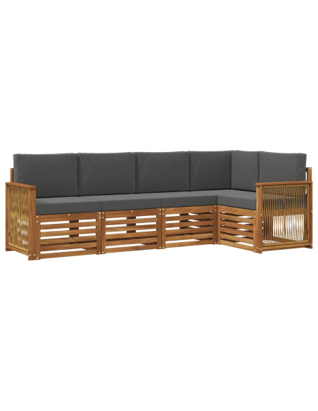 Set divano sezionale con cuscino 4 pcs Naturale e Antracite
