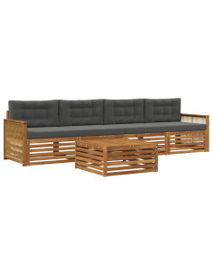 Set di divani da esterno con cuscino 5 pcs Naturale e Antracite