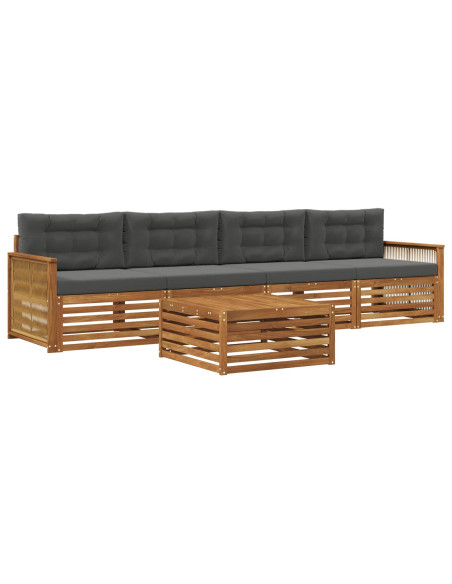 Set di divani da esterno con cuscino 5 pcs Naturale e Antracite