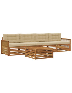 Set di divani da esterno con cuscino 5 pcs Naturale e Beige