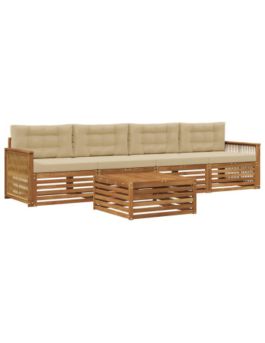 Set di divani da esterno con cuscino 5 pcs Naturale e Beige