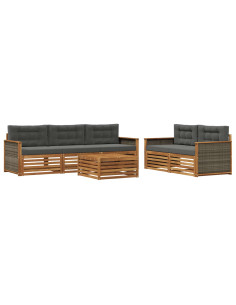 Set di divani da esterno con cuscino 6 pcs Naturale e Antracite