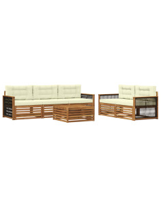 Set di divani da esterno con cuscino 6 pcs Naturale e Crema