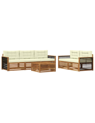 Set di divani da esterno con cuscino 6 pcs Naturale e Crema