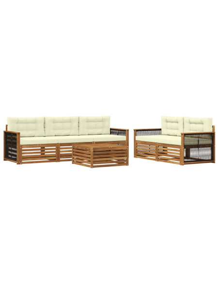 Set di divani da esterno con cuscino 6 pcs Naturale e Crema
