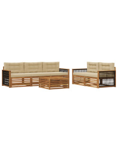 Set di divani da esterno con cuscino 6 pcs Naturale e Beige