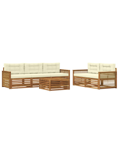 Set di divani da esterno con cuscino 6 pcs Naturale e Crema