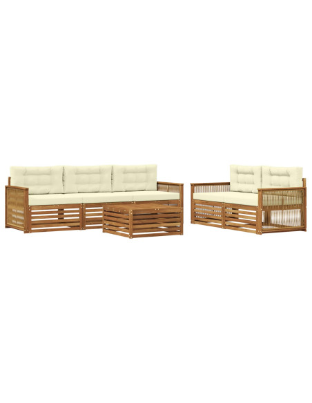 Set di divani da esterno con cuscino 6 pcs Naturale e Crema