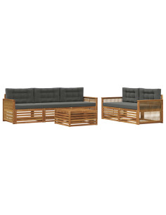 Set di divani da esterno con cuscino 6 pcs Naturale e Antracite