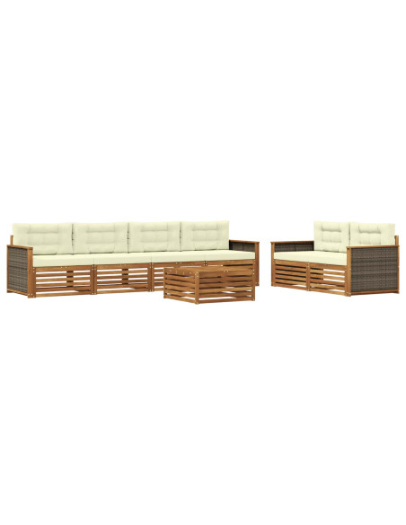 Set di divani da esterno con cuscino 7 pcs Naturale e Crema
