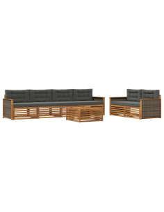 Set di divani da esterno con cuscino 7 pcs Naturale e Antracite
