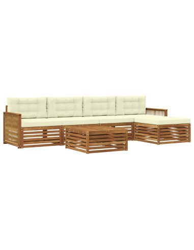 Set di divani da esterno con cuscino 6 pcs Naturale e Crema