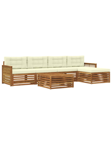 Set di divani da esterno con cuscino 6 pcs Naturale e Crema