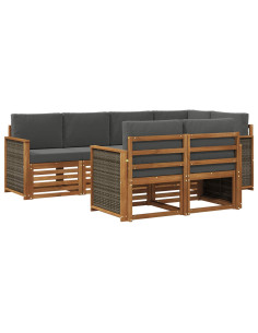Set divano sezionale con cuscino 6 pcs Naturale e Antracite
