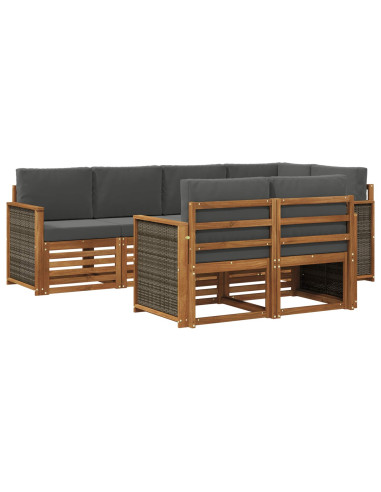 Set divano sezionale con cuscino 6 pcs Naturale e Antracite