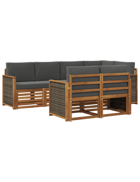 Set divano sezionale con cuscino 6 pcs Naturale e Antracite