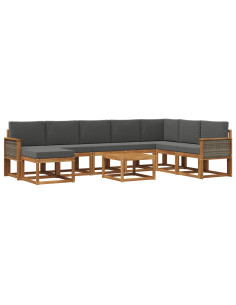 Set di divani da esterno con cuscino 9 pcs Naturale e Antracite