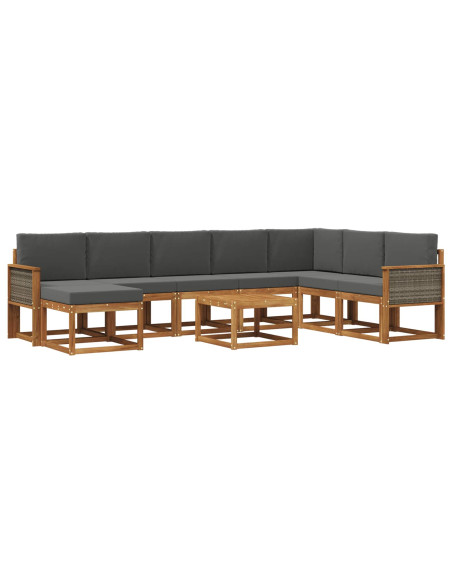Set di divani da esterno con cuscino 9 pcs Naturale e Antracite