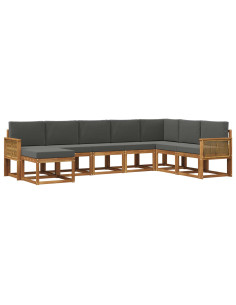 Set di divani da esterno con cuscino 8 pcs Naturale e Antracite