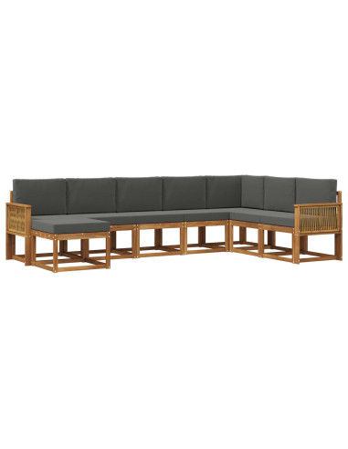Set di divani da esterno con cuscino 8 pcs Naturale e Antracite