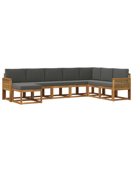 Set di divani da esterno con cuscino 8 pcs Naturale e Antracite