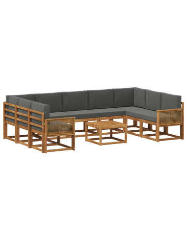 Set di divani da esterno 10 pcs Naturale e Antracite