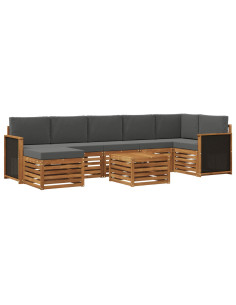 Set di divani da esterno con cuscino 7 pcs Naturale e Antracite