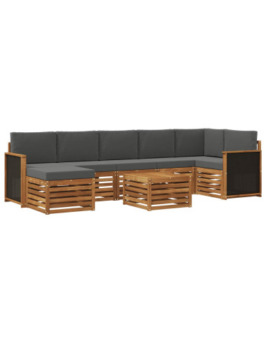 Set di divani da esterno con cuscino 7 pcs Naturale e Antracite