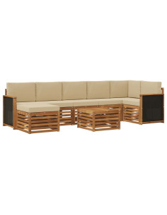 Set di divani da esterno con cuscino 7 pcs Naturale