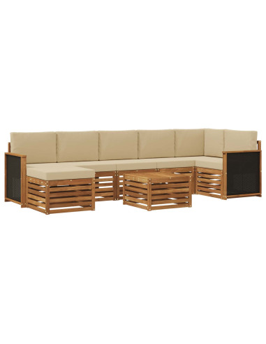 Set di divani da esterno con cuscino 7 pcs Naturale