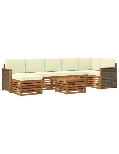 Set di divani da esterno con cuscino 7 pcs Naturale e Crema