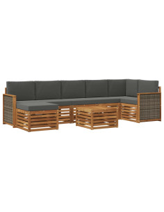 Set di divani da esterno con cuscino 7 pcs Naturale e Antracite