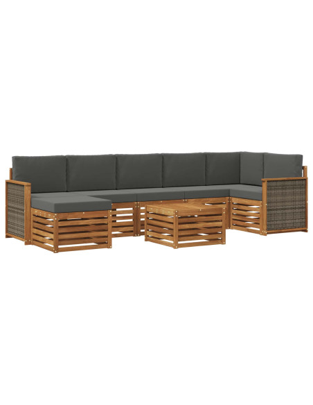 Set di divani da esterno con cuscino 7 pcs Naturale e Antracite