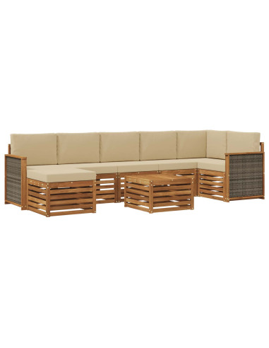 Set di divani da esterno con cuscino 7 pcs Naturale