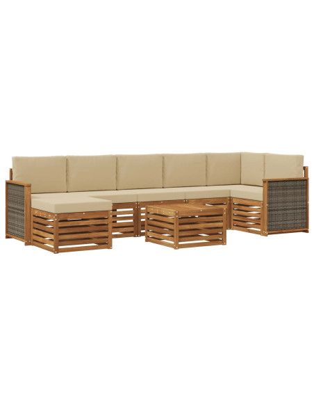 Set di divani da esterno con cuscino 7 pcs Naturale