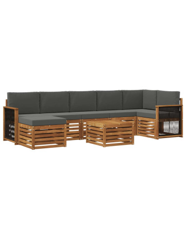 Set di divani da esterno con cuscino 7 pcs Naturale e Antracite