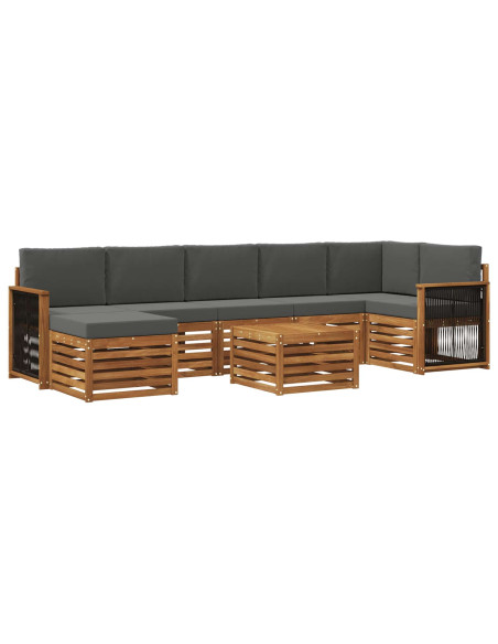 Set di divani da esterno con cuscino 7 pcs Naturale e Antracite