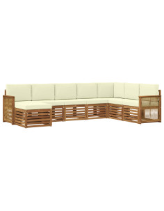 Set di divani da esterno con cuscino 6 pcs Naturale e Crema