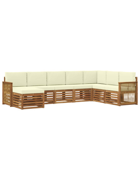 Set di divani da esterno con cuscino 6 pcs Naturale e Crema