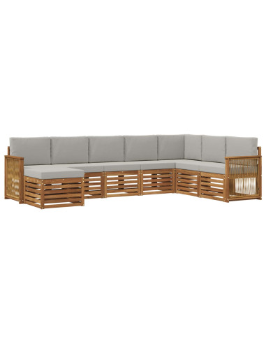 Set di divani da esterno 6 pcs Naturale e Grigio Chiaro