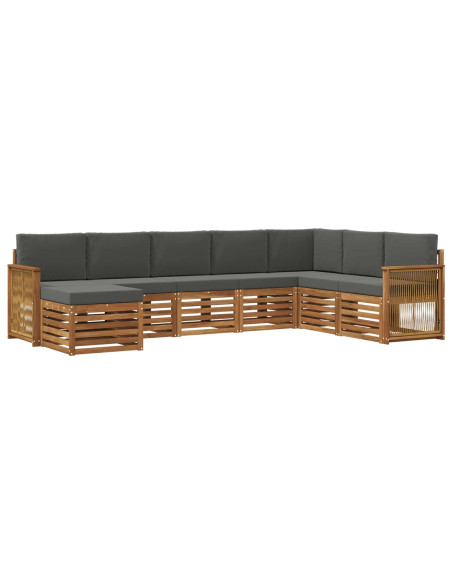 Set di divani da esterno con cuscino 6 pcs Naturale e Antracite