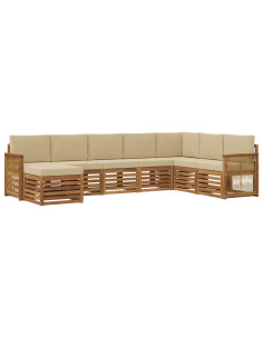 Set di divani da esterno con cuscino 6 pcs Naturale