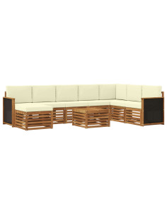 Set di divani da esterno con cuscino 7 pcs Naturale e Crema