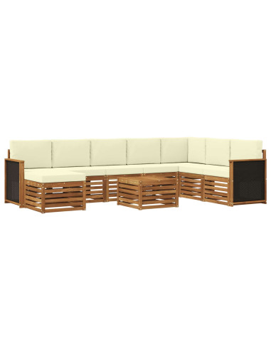 Set di divani da esterno con cuscino 7 pcs Naturale e Crema