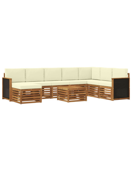 Set di divani da esterno con cuscino 7 pcs Naturale e Crema