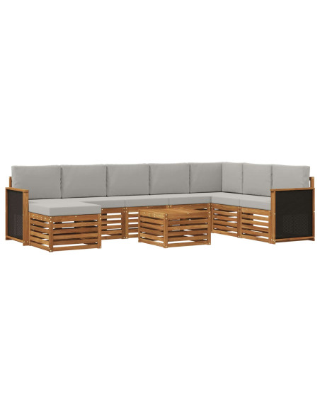 Set di divani da esterno 7 pcs Naturale e Grigio Chiaro